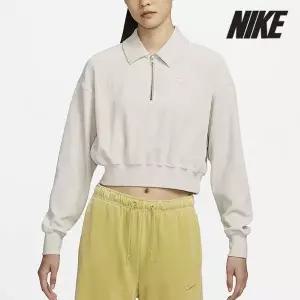 [하프클럽/나이키]나이키 여성용 티셔츠 /a2- DQ5939-104 / 우먼스 스포츠웨어 벨루어 쿼터집 탑