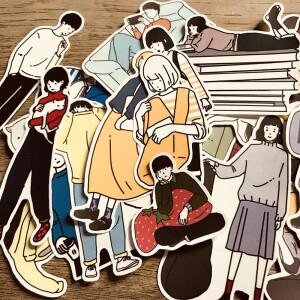 귀여운 학생 커플 데일리 스티커, 스크랩북 장식 DIY 공예 사진 앨범, 20 개