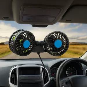 (무료배송) 차량용 선풍기 흡착식 트윈팬 카선풍기 각도조절
