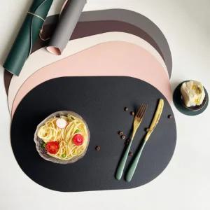 (무료배송) 양면 타원 식탁매트 PU 가죽매트 테이블매트 티코스터