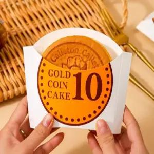 십원빵트레이 금화빵용기 동전빵케이스 테이크아웃포장지 골드 코인 빵 종이 상자 1000개