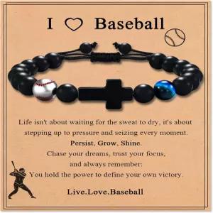 소년용 알리슬 야구/농구/축구/축구 팔찌 영감 카드가 포함된 크로스 페이스 스포츠 주얼리 손손자 선수