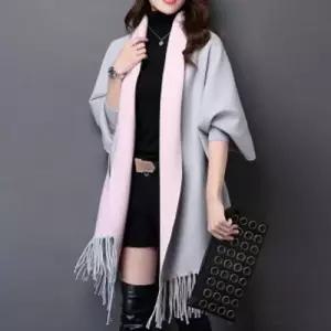 그레이핑크 믹스 가디건숄 니트 망토머플러 WBDF884