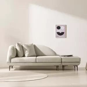 로니 슬림 2인 가죽 소파(스툴포함)