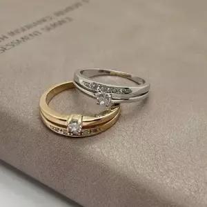 커플링 두줄 큐빅 레이어드 패션 은 반지/커플템 WBD9701