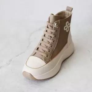 [롯데백화점]원더슈즈 천연소가죽 클로바 컴포트 쿠션 미끄럼방지 키높이 하이탑 스니커즈 5CM P-S9