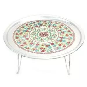 양은 원형 찻상 다과상 레트로 밥상 53cm 식탁 빈티지 스타일 테이블 (WFK7QZC)