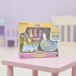 실바니안 패밀리 밀크토끼 세쌍둥이 목욕놀이 미니어처 세트 소꿉놀이 장난감 욕실 토끼인형