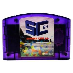 N64 비디오 게임 콘솔용 리트로텍 멀티 - 퍼플 카트리지 투명 서머 카트 64