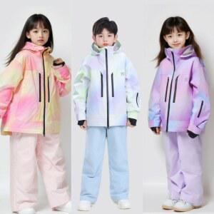 KUFUN 스키복 방수 방풍 겨울 재킷 상의 소년 바지 스노보드 두꺼운 의류 소녀