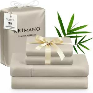 크리마노 퀸 사이즈 시트 세트 침대용 대나무 4개 대나무에서 추출한 100 비스코스 호텔 럭셔리 실크 앤