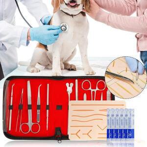 17개/세트 해부학 실습 봉합 패드 도구 포함 스테인리스 휴대용 다용도 교육용 교구