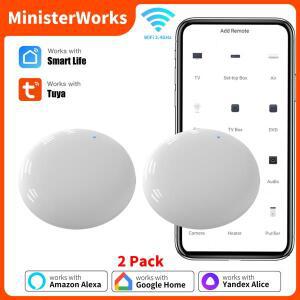 2팩 투야 와이파이 IR 리모컨 스마트홈 앱 TV DVD AUD AC 알렉사 구글 얀덱스 앨리스와 호환 (2팩)