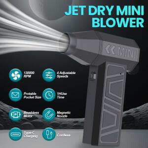 타입-C 충전식 차량용 눈 제거 블로워 도구 제트 팬 130000RPM 4단 조절 터보 전기 에어 더스터