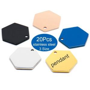 육각 이름 태그 펜던트  거울 광택 스테인레스 스틸 명판  개 사람들 목걸이  ID  20