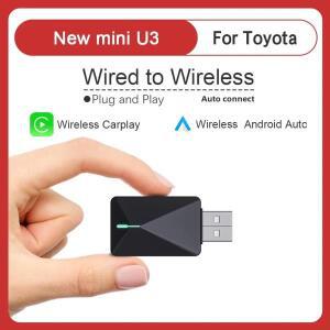 토요타 미니 무선 2-in-1 동글 CarPlay 안드로이드 오토 어댑터 스마트 박스 (유선 CP/AA를 변환, 차량용)