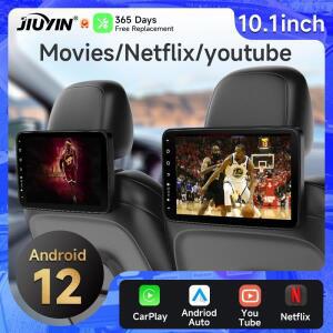 JIUYIN 자동차 머리 받침 모니터 안드로이드 12 2G + IPS TV 디스플레이 RCA AV Wifi 미러링 뒷좌석 화면
