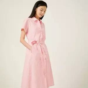 [백화점 정품] 빈폴 레이디스 스트라이프 텍스처 반소매 원피스 라이트 핑크 BF5771C02Y