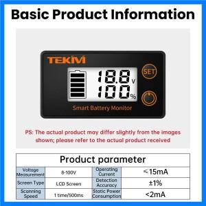 DC8-100V 배터리 용량 표시기 LCD 디지털 전력계 전기 기술자 도구용 납산 리튬 LiFe PO4 전압 테스터