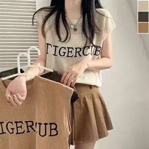 시스루 레터링 민소매 트렌드 니트 1P 데일리 여름 티 (KYR-WFGGQDI)