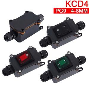 25A 고전류 커넥터 IP65 방수 220V 24V 12V 인라인 전원 코드 해양 야외 로커 스위치 KCD4 정션 박스