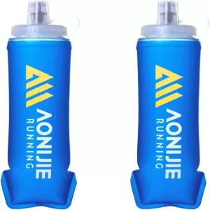 YAPJEB 접이식 물병 넓은 입이 있는 TPU 소프트 플라스크 BPA 프리 달리기 하이킹 자전거 타기 야외 스포츠