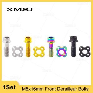 XMSJ 티타늄 합금 자전거 프론트 드레일러 볼트 와셔 키트 고정 나사 로드 바이크 시프터 클램프 M5X16mm
