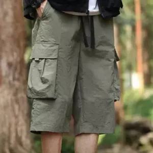 [셀러에이드]남성용 스트레치 밴딩 카고 와이드 버뮤다 7부 팬츠 바지