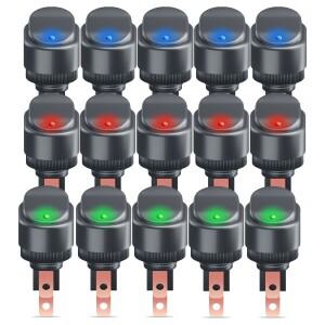 LED 로커 스위치 SPST 온 오프 토글 자동차 트럭 RV 바이크 오토바이 해양 보트용 30A 12mm 3 핀 5 개 12V