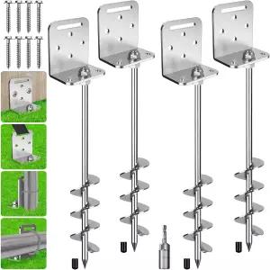 스윙 세트 모바일 홈 펜스 플레이셋 텐트 캐노피 카포트용 L 브래킷 트램펄린 앵커가 있는 24 24인치 지상