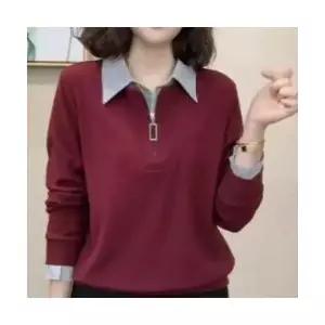 여자라운드넥티셔츠 가을 겨울 방학 투피스 셔츠 칼라 티 상의 ible4