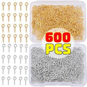 300-600pcs 미니 소형 스크류 아이 핀 810mm DIY 금속 Eyep 후크 Eyelets 나사 스레드 펜던트 Clasps 보석