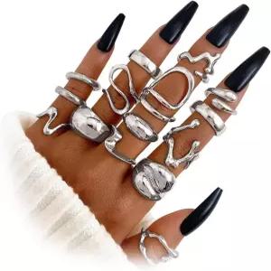 IFKM 골드 청키 반지 세트 여성용 14k 도금 두꺼운 돔 스태커블 오픈 트렌디한 고급 미니멀리스트 주얼리