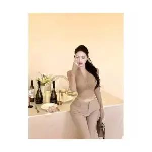 얍스토어 여성 추동 망사 긴팔 브이넥 탑 티셔츠+레이스 끈나시 이너 투피스 SOH4