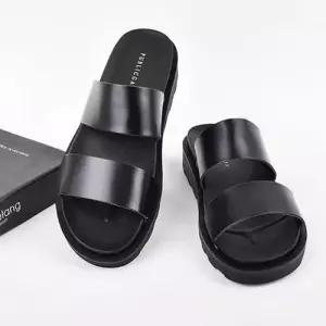 투스트랩 남성 슬리퍼 심플한 디자인 가죽 쿠션 샌들 WFJX7D7