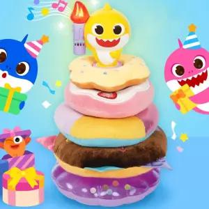 유아 아기상어 생일 노래 촛불 도넛 링쌓기 장난감 기념일 케이크 어린이 선물용