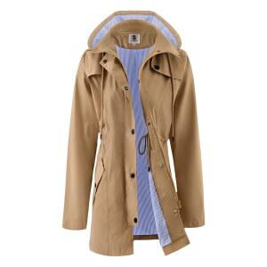 사피로즈 여성용 롱 레인 라이트 방수 재킷 후드 아웃도어 윈드브레이커 레인코트