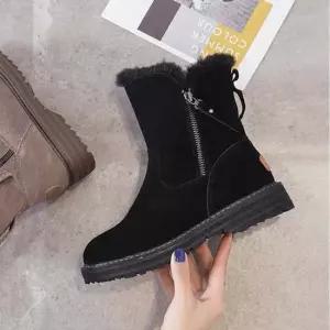 엄마멋진슈즈 여성 겨울 보세 슈즈 방한 털 퍼 안감 스웨이드 부츠
