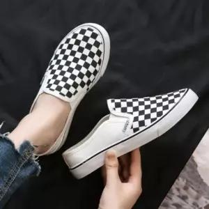 (무료배송) 체크 뮬스니커즈 여성캔버스화 뮬단화