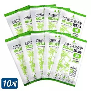 물없이 샤워하는 바디샤워 물티슈(특대) 10매 티슈 60x30cm 간병 운동 캠핑 여행 요양 산후조리 