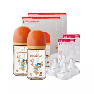 더블하트 젖병 240ml 트윈팩 2개 젖꼭지 M 4개 서커스 BNA