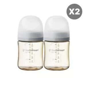 더블하트 아기 젖병 트윈팩 X2개 노꼭지 세트 그레이 BNA