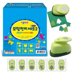 종이나라 모양펀치(대) 6종 세트-2번/다꾸 꾸미기 놀이 펀칭기
