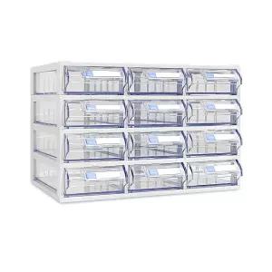[국내생산 완제품] 모아이샵 스마트 정리함(12칸) 투명수납함 플라스틱서랍장 소품정리함 수납함