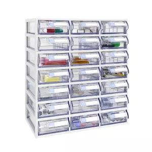 [국내생산 완제품] 모아이샵스마트 정리함(21칸) 투명수납함 플라스틱서랍장 부품박스 수납정리함 약정리박스