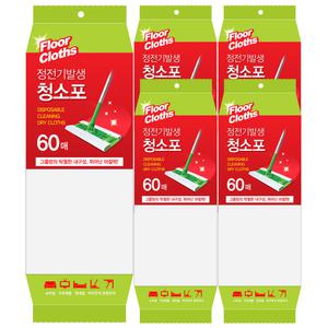 태광 정전기발생 청소포 60매x5팩 1회용걸레 청소포 1회용 리필형 부직포 청소물티슈