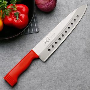 일본 칠지도 타공 주방칼 빨강 식도 식칼 김치 김밥 업소용 부엌 칼