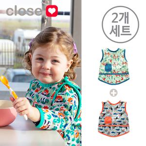 [클로즈] 민소매 방수턱받이/민소매 유아 앞치마 2개세트(디자인선택)