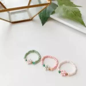 /하네진 [핸드메이드] 마시멜로우 꽃 반지 - 원석반지 우정반지 비즈반지