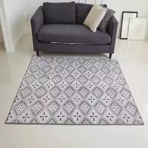 [텐바이텐]스텐실무늬 극세사 카페트 러그 차콜100X150